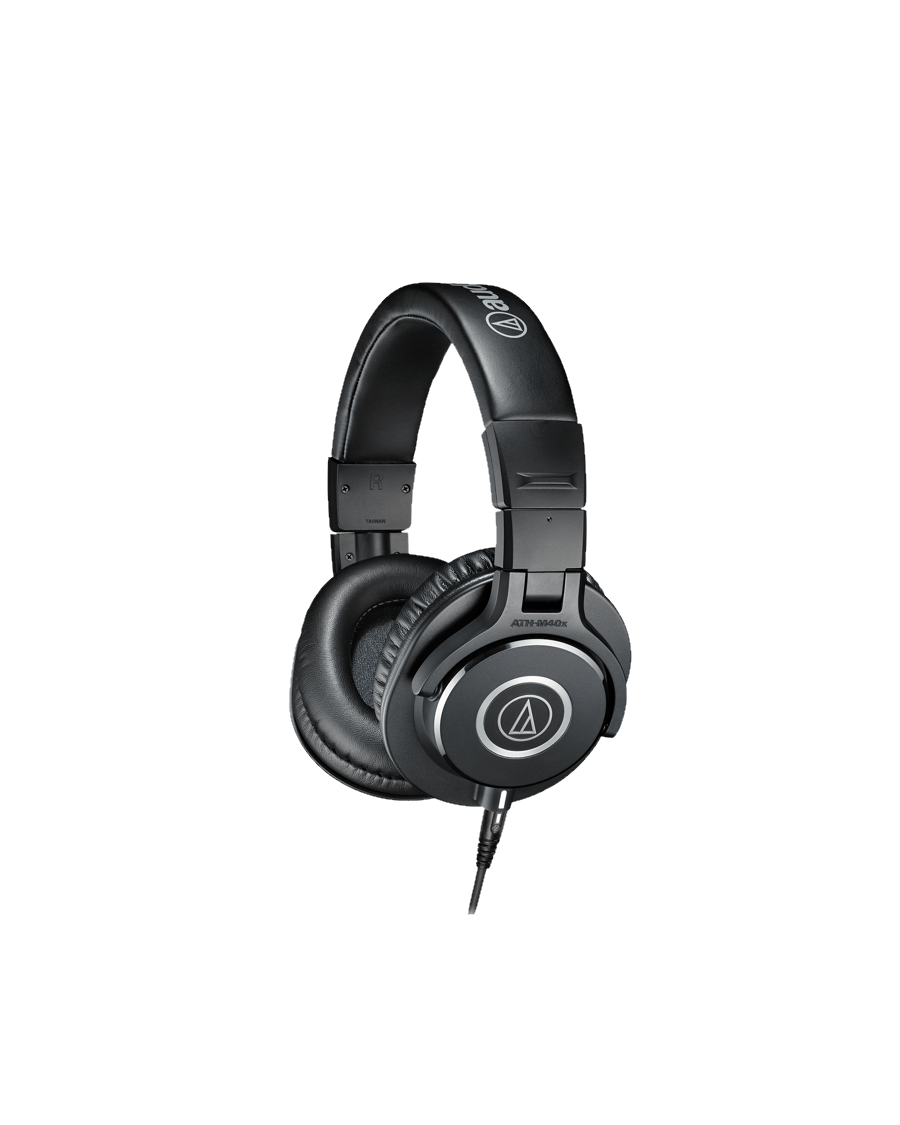 Audio Technica ATH M40x Studio closed back phones with 40mm drivers 1 600mW power handling 15 24 000Hz. Two cables