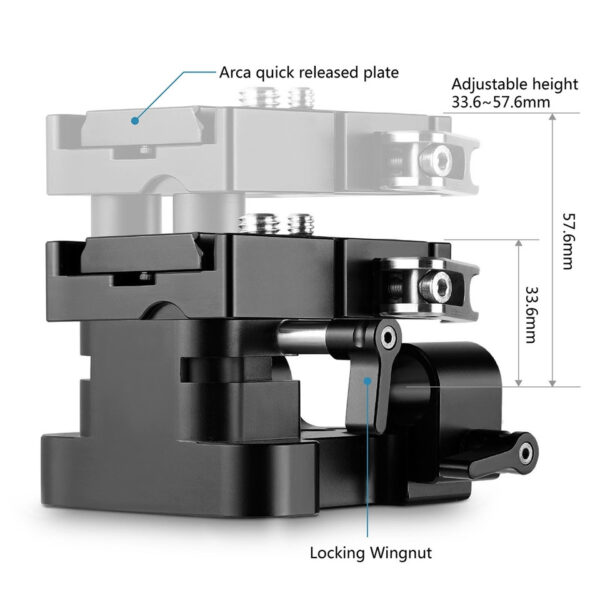 SmallRig Universal Bottom Mount Plate with 15mm Rod Support System 2092B - Image 5