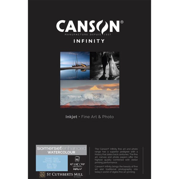 Canson Somerset Enhanced Watercolour Rag 240GSM A3+ 25 Sh