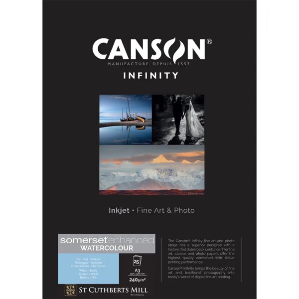 Canson Somerset Enhanced Watercolour Rag 240GSM A3 25 Sh