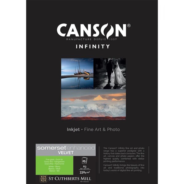 Canson Somerset Enhanced Velvet White 330GSM A3 25 Sheets