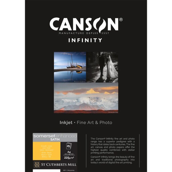 Canson Somerset Enhanced Satin White 225GSM A4 25 Sheets