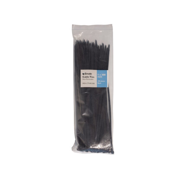 Ercole Cable Ties Non-Releasable 5 x 300 mm 100 pieces Black