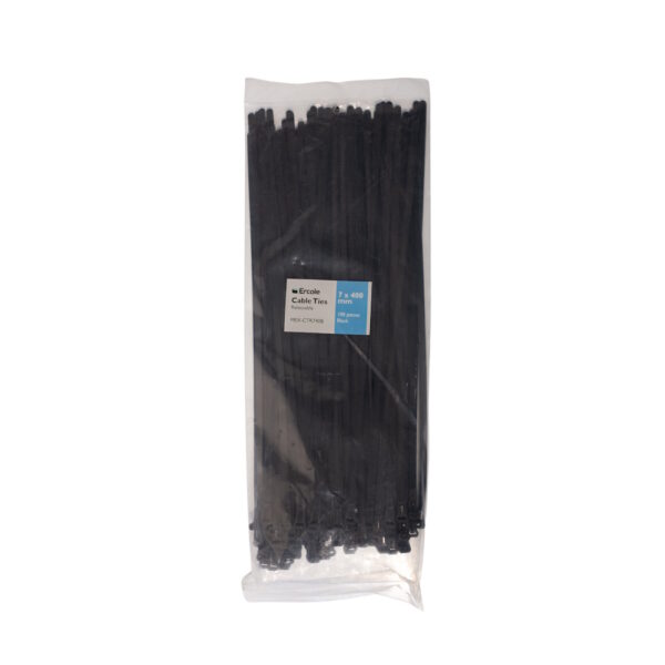 Ercole Cable Ties Releasable 7 x 400mm 100 pieces Black