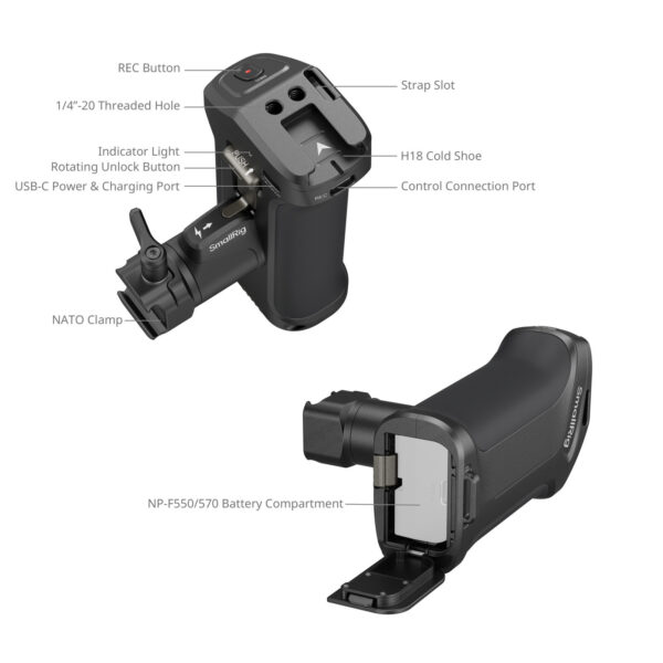 SmallRig Rotating Side Handle with Trigger REC for Selected Sony Mirrorless Cameras 3893 - Image 4