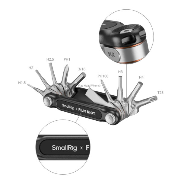 SmallRig x FILM RIOT 10-in-1 Folding Wrench Set with Multiple Angle Positioning (Red) 4813 - Image 2