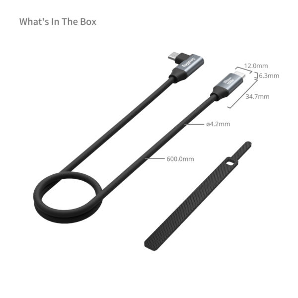 SmallRig USB-C (Straight) to USB-C (Angled) Data Cable (60cm / 23.6in) 4791 - Image 5