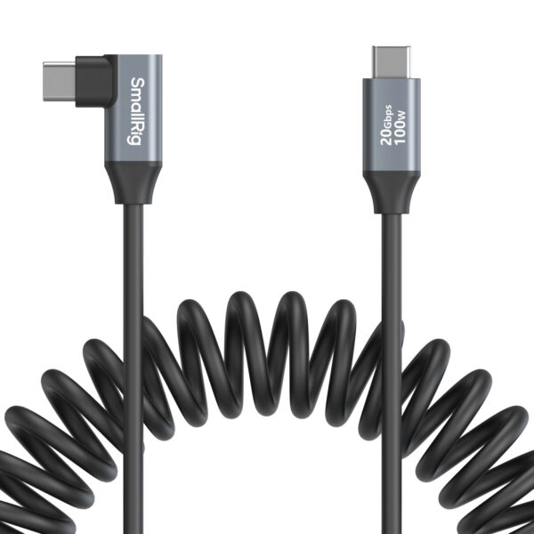 SmallRig USB-C (Straight) to USB-C (Angled) Coiled Data Cable 4792