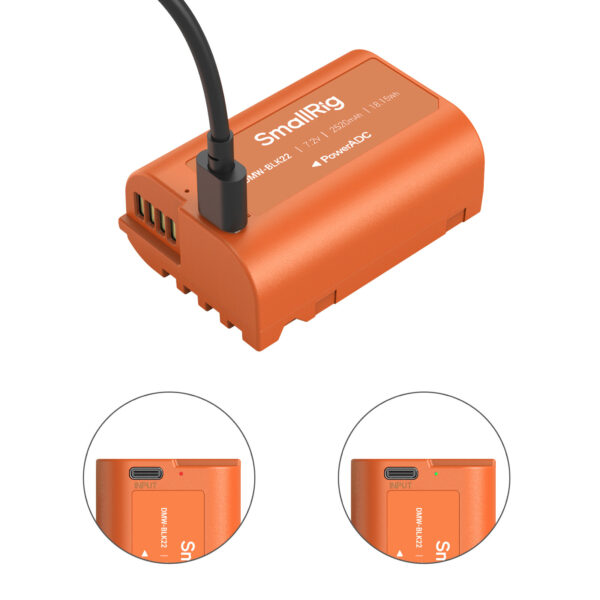 SmallRig DMW-BLK22 USB-C Rechargeable Camera Battery (Orange) 4979 - Image 6